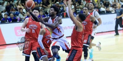 CJ Perez drives past Ginebra defenders during the PBA Commissioner’s Cup clash. [photo credit: Peter Baltazar]