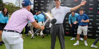 Travis Smyth celebrates his International Series Japan victory in Tokyo. [Asian Tour photo]