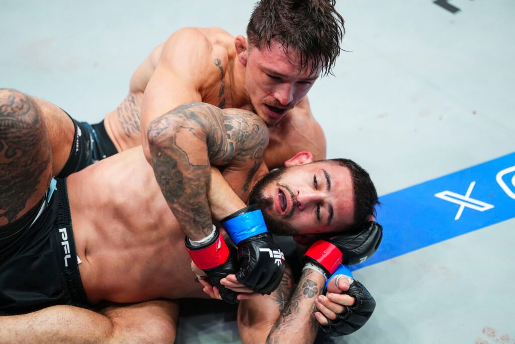 Mitch McKee controls Sergio Pettis during their main event bout in Chicago [PFL photo]