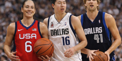 [L-R] Sue Bird, Wang Zhizhi and Dirk Nowitzki