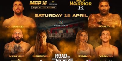 Fighters gear up backstage ahead of Road to BRAVE Greece in Thessaloniki.