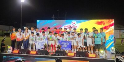 Sacred Heart School-Ateneo de Cebu celebrates double championship win at Aboitiz Football Cup.