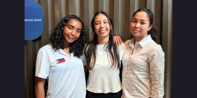 Prospects for the World Cup-bound Filipinas are in the Philippines to undergo citizenship eligibility proceedings before Congress. L-R: Nya Harrison, Emma Tovar, and Kaela Hansen.
