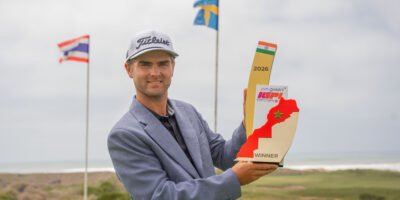 Charlie Lindh celebrates after winning in Morocco [Asian Tour photo]