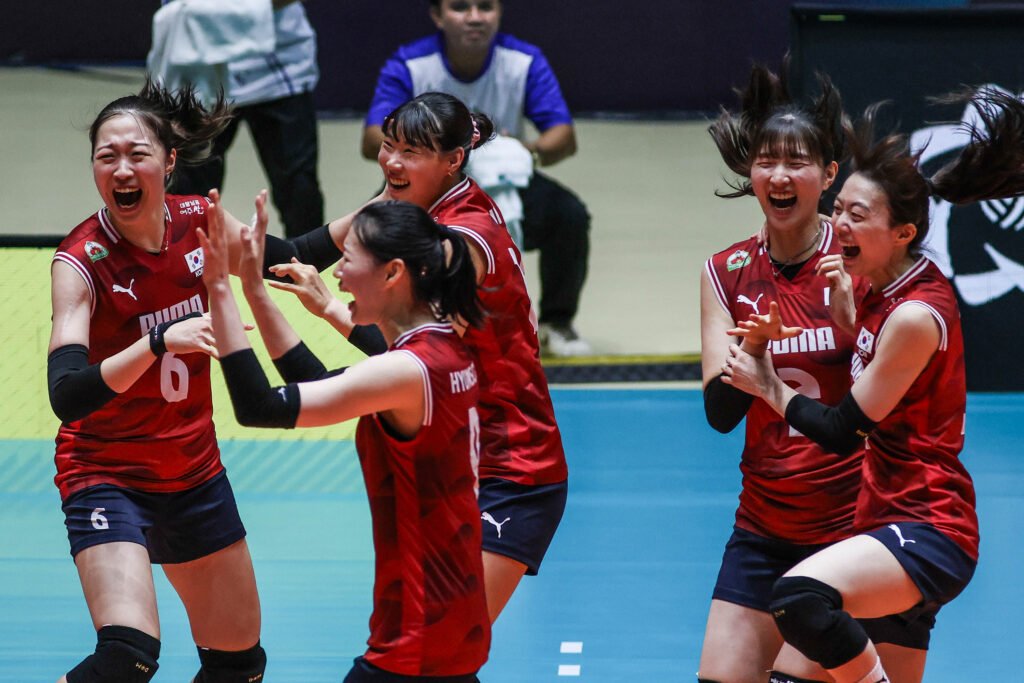 Korea celebrates after winning the AVC Women’s Volleyball Cup title in Candon City. [AVCWCC photo]