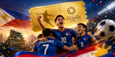 The Philippine men's football team secured a place at the Aichi-Nagoya Asian Games.