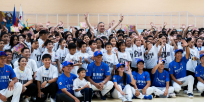 PHILIPPINE Olympic Committee president with kids from three Tagaytay City schools celebrate Olympic Day on Tuesday (June 23) at the Tagaytay CT Velodrome. [POC photo]