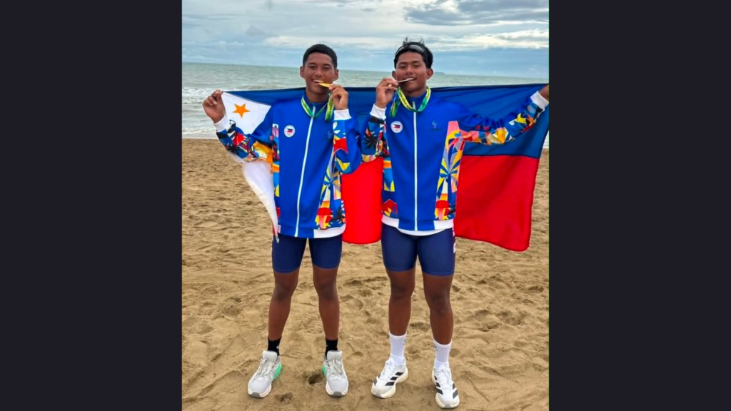 Philippine rowers proudly display their medals following a successful campaign in Pattaya.