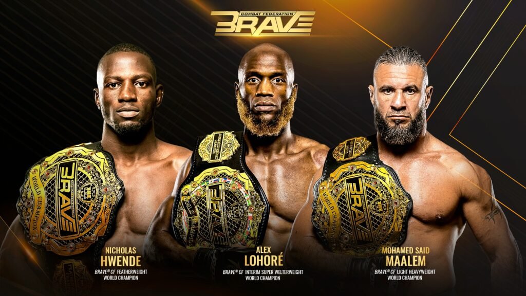 Three African world champions simultaneously holding BRAVE CF gold marks a historic milestone.