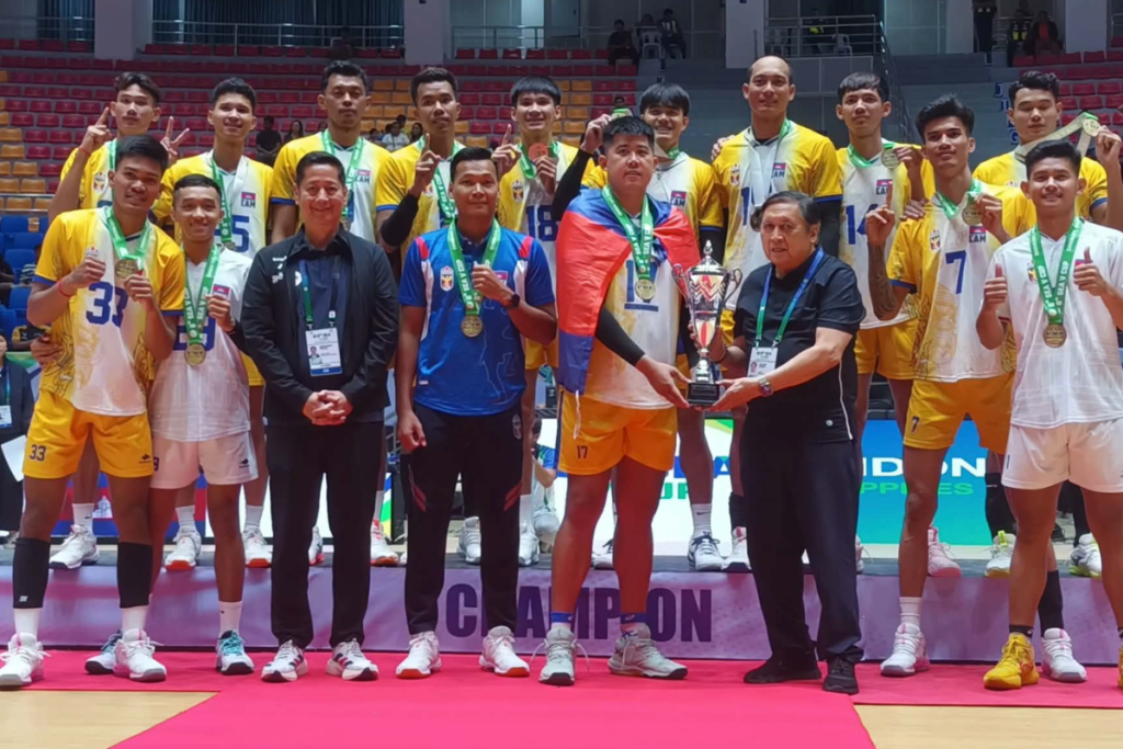 Cambodia celebrates after capturing its historic SEA V Cup championship. [AVC photo]