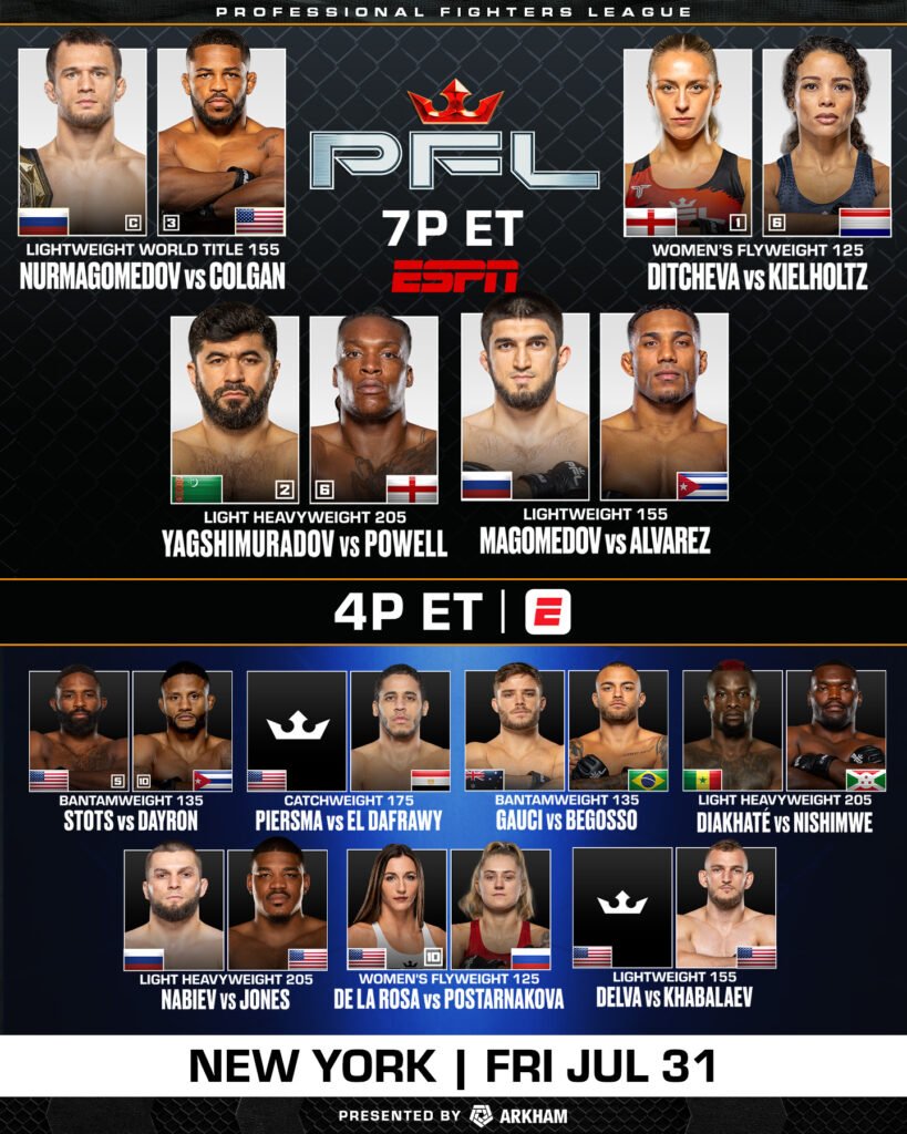 PFL New York headlines a championship showdown between two unbeaten lightweight fighters.