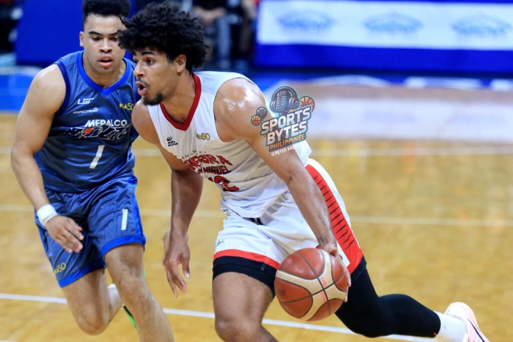 Riley Grigsby led Barangay Ginebra with a dominant performance against the Meralco Bolts. [photo credit: Peter Baltazar]