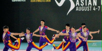 The Philippine aero senior dance squad wows 'em on the way to the silver medal in the 10th Aero Gymnastics Asian Championships at the Tagaytay CT Velodrome in Tagaytay City.