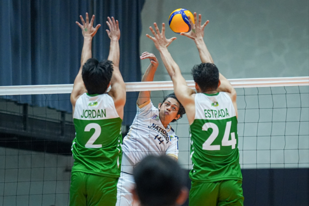 Leo Ordiales led NU with 19 points on 18 attacks as the Bulldogs weathered Benilde's late third-set rally to complete the straight-sets victory. [PVL Images]