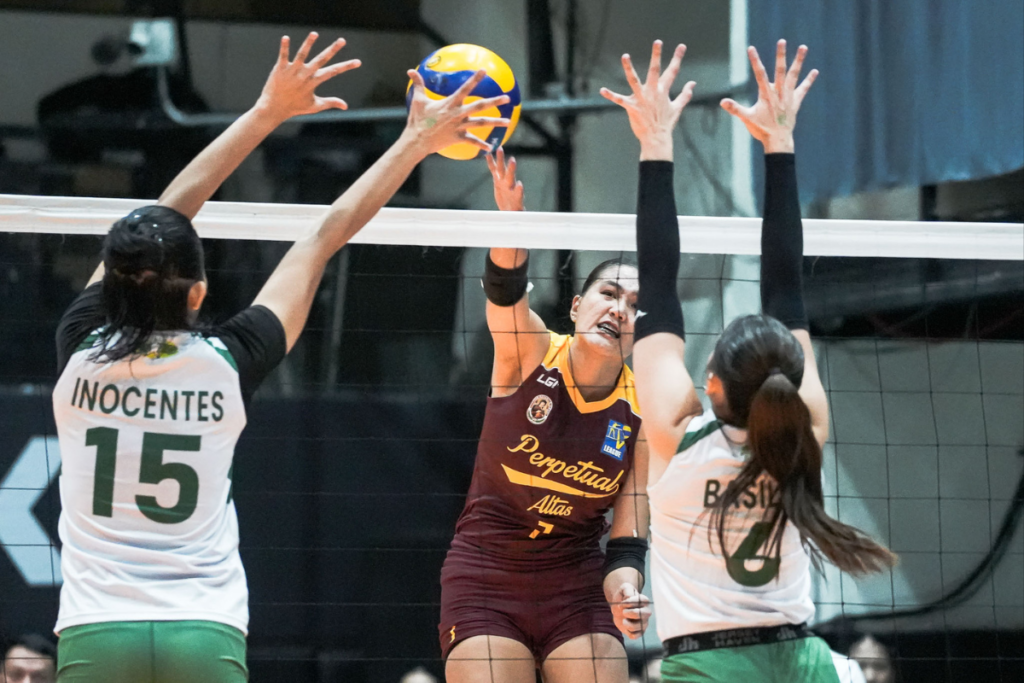 Cyrille Almeñiana contributed 14 points, 10 digs and nine excellent receptions for Perpetual Help. [PVL Images]
