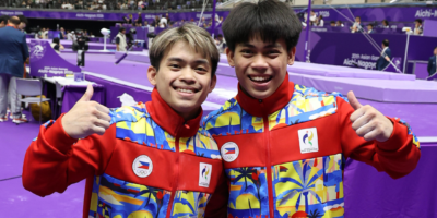 Carlos Yulo led the floor exercise with a 14.600 in the men's artistic gymnastics qualification at the Asian Games in Nagoya. [POC Media pool]