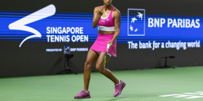 Leylah Fernandez defeated Alycia Parks 6-4, 6-3 to reach the quarterfinals after overcoming several difficult stretches in the match. [photo credit: WTA | Ashok Kumar]