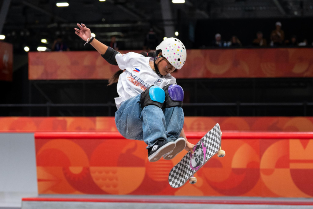 Mazel Paris secures a spot in the women's park skateboarding final after placing fourth in the preliminaries at Aichi Sky Expo. [POC Media pool]