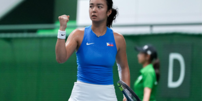 Alex Eala advanced to the Asian Games 2026 women's singles quarterfinals after defeating Thailand's Patcharin Cheapchandej, 6-1, 6-0. [POC Media pool photo]