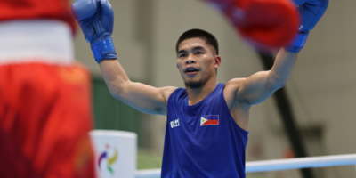 Carlo Paalam advanced to the Asian Games 2026 men's 55kg semifinals after edging China's Jiamao Zhang by split decision. [POC Media pool photo]