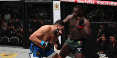 Abdoulaye Kane stopped Badr Medkouri with punches from full mount at 4:06 of the first round in the heavyweight main event. [PFL photo]