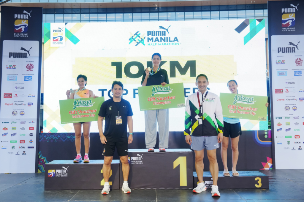 Left: Aubrey Miles at the winner’s podium