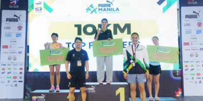 Left: Aubrey Miles at the winner’s podium
