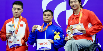 Ernie Gawilan won the Philippines' first gold medal at the 2026 Asian Para Games with victory in the men's 400-meter freestyle S7 in Nagoya, Japan. [PSC photo]