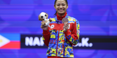 Kaila Napolis won Asian Games jiu jitsu bronze for the Philippines after beating Mongolia's Tsagaanbileg Altangerel, 2-0, in the women's -52kg class. [POC Media pool]