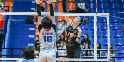Marga Altea contributed 13 points, including four blocks, as UST shut down Arellano University in the V-League semifinals. [PVL Images]